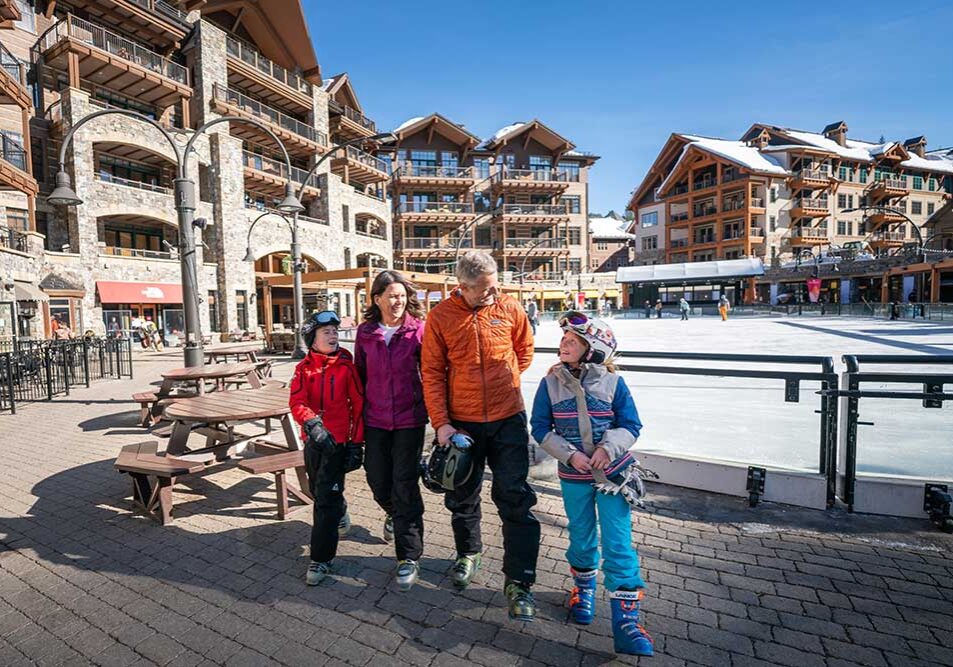 Family at ice rink in Northstar, CA